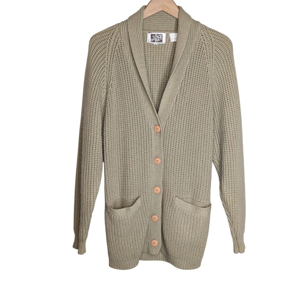 Vintage Sears Fashion Place Grandpa Sweater Cardigan Sz L Brown Button Up Collar
